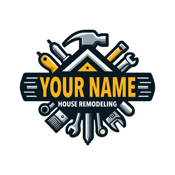 House Remodeling Construction Logo with Construction Elements