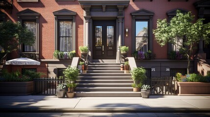 A photo of a Clean and Simple Townhouse Exterior