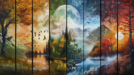 Four Seasons Landscape Painting