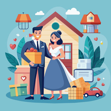 Visualize the joy of a newlywed couple furnishing their first home together with the help of a personal loan