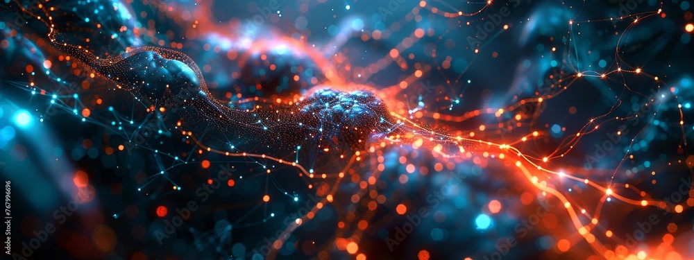 Aufkleber ai neural networks weaving cybersecurity shields, glowing threads on dark canvas.