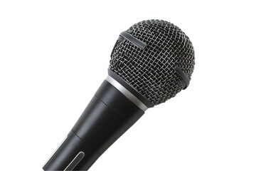 Isolated white microphone, a key piece of audio equipment for capturing sound in studios, interviews, 