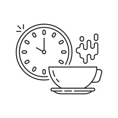 thin line coffee break icon with cup and clock