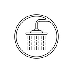 black thin line round shower icon