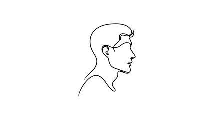 Continuous Line Drawing of Man Profile. Abstract Man Face Minimalistic Beauty Concept, Vector Illustration for T-shirt, Wall Decor, Print, Poster, Graphics. Male Head Abstract Line Drawing.