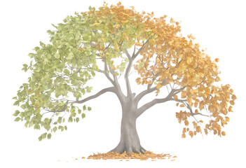A leaves symbolize change tree white isolated tree 3d illustration seasons leaves background
