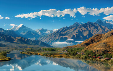 Naklejka na ściany i meble China Tibet landscape scenery,created with Generative AI tecnology.