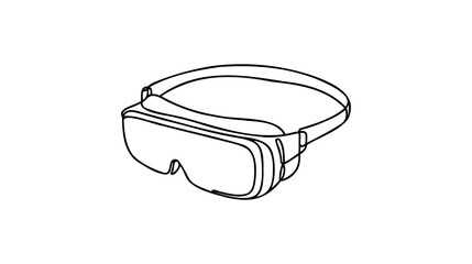 Virtual reality headset - one continuous line design style illustration isolated on white background.