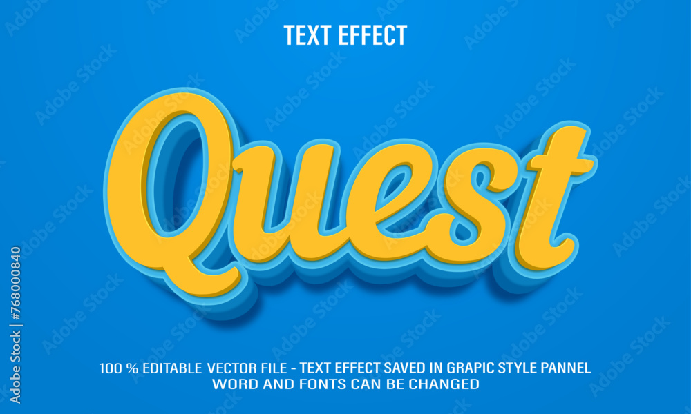 Poster quest 3d editable text effect style