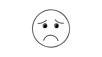 Tired sad Face Emoticon Icon Vector Illustration. Outline Style.
