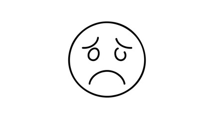 Tired sad Face Emoticon Icon Vector Illustration. Outline Style.