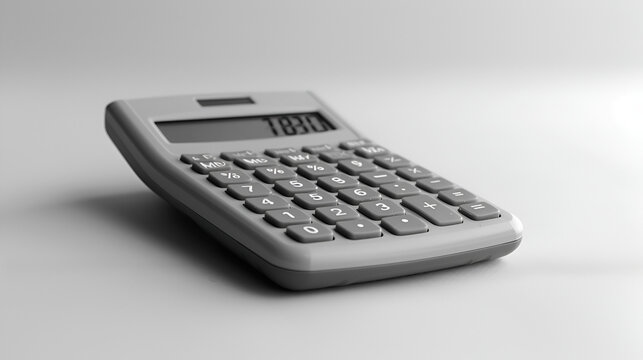 Gray calculator isolated on white with copyspace, generative ai