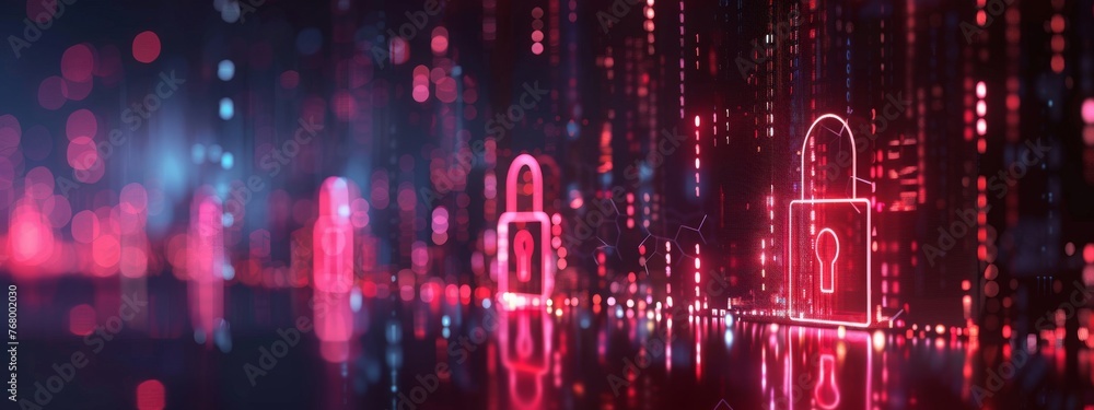 Poster animated sequence of data breaches decreasing over time, shown as a falling graph line against a sec