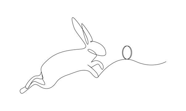 Vector in one continuous line drawing of easter eggs art minimalist illustration greeting banner design 
