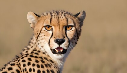 A Cheetah With Its Ears Flattened Back Frightened