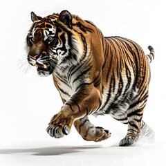 Naklejka premium Wild Tiger running on white background