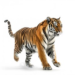 Fototapeta premium Wild Tiger running on white background
