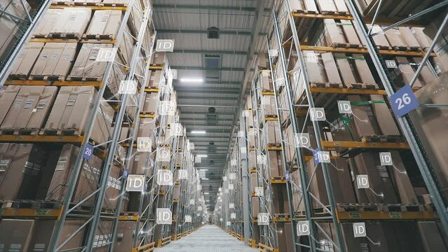 Futuristic concept of a modern warehouse. Visualization of a modern warehouse. Visualization of artificial intelligence.