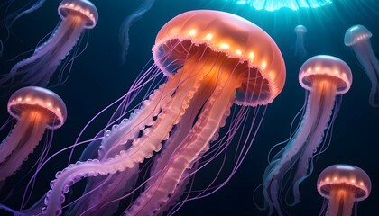 A Jellyfish In A Sea Of Glowing Tentacles