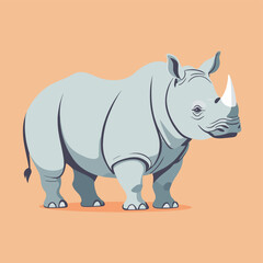 Obraz premium Rhinoceros simple style flat cartoon illustration vector design