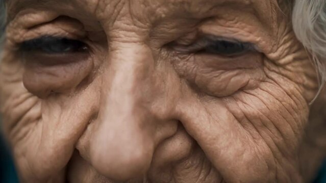 Sad Grandma Is Crying Closeup