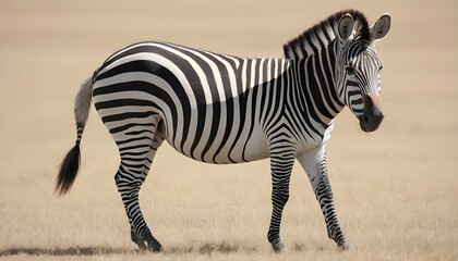 A Zebra With Its Distinctive Black And White Strip