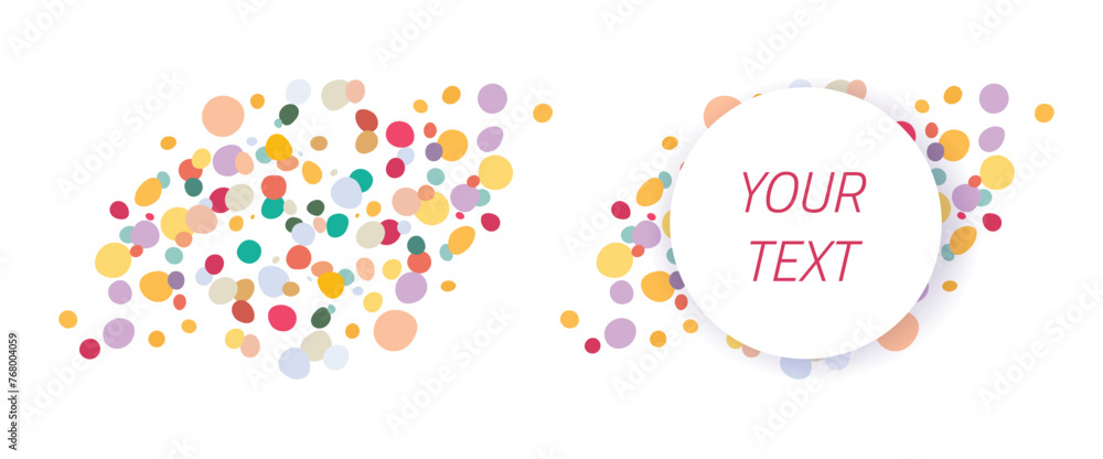 Aufkleber circle blobs dots shapes text frame element vector graphic illustration, abstract color round bubble
