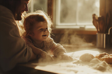 Fototapeta premium Baking Love: Family Moments in the Kitchen
