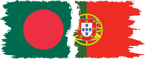 Portugal and Bangladesh grunge flags connection vector