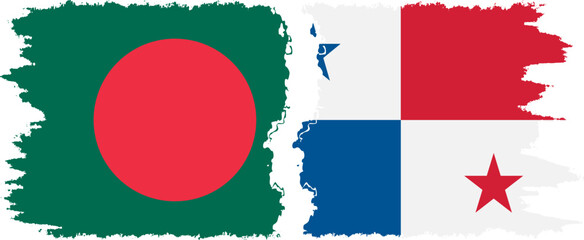 Panama and Bangladesh grunge flags connection vector