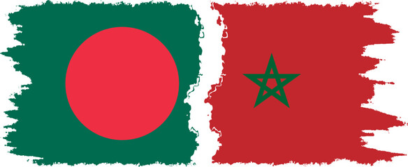 Morocco and Bangladesh grunge flags connection vector