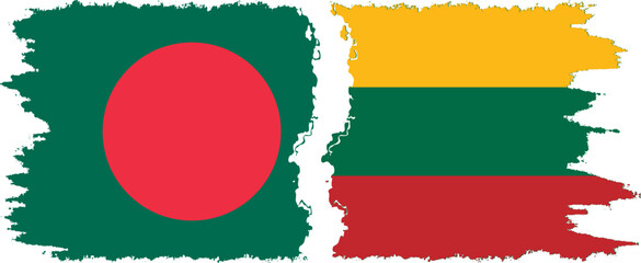 Lithuania and Bangladesh grunge flags connection vector