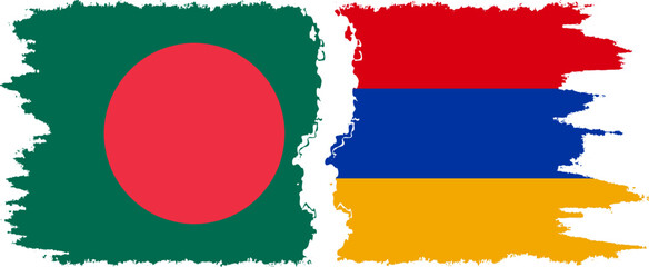 Armenia and Bangladesh grunge flags connection vector