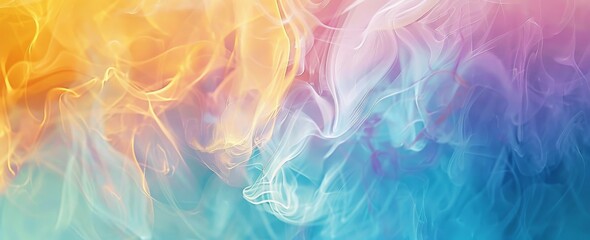 Abstract smoke background with a soft color wave blending into a tranquil and soothing gradient art. - obrazy, fototapety, plakaty