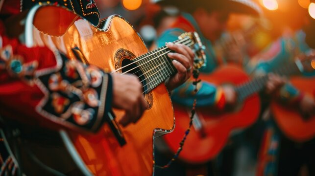 celebrations of Cinco de Mayo with an image of a mariachi band performing lively music,