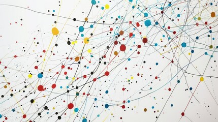 white background, data connected with lines and dots, large language model graphic, dots and lines are colorful, business color scheme.