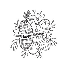 Hand drawn artistic easter egg. New easter egg desing pattern draw art coloring page. 

