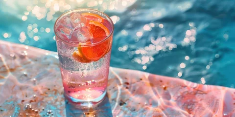 Fotobehang close up of mojito, mocktail, cocktail with summer vibe © bagoesanggito