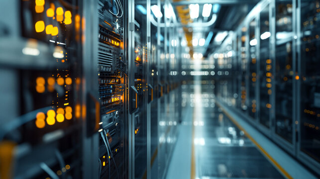 Data center server room technology corridor continuous operation of computer servers