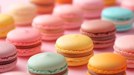 Fototapeta na wymiar Macarons design on pink background