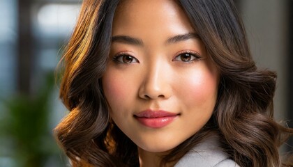 Naklejka premium Close-up portrait of an Asian woman