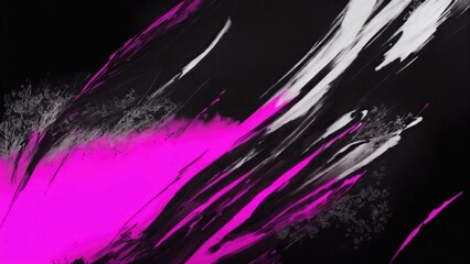 Pink and silver ink brush stroke Black background