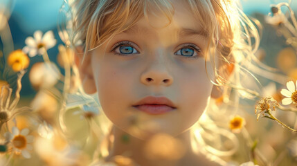 Close up Child Faces of Wonder. Portraits capturing expressions of awe and wonder, showcasing the beauty of genuine emotions.