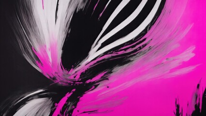 Pink and silver ink brush stroke Black background