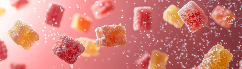Tuinposter Gummy candy falling. © tonstock