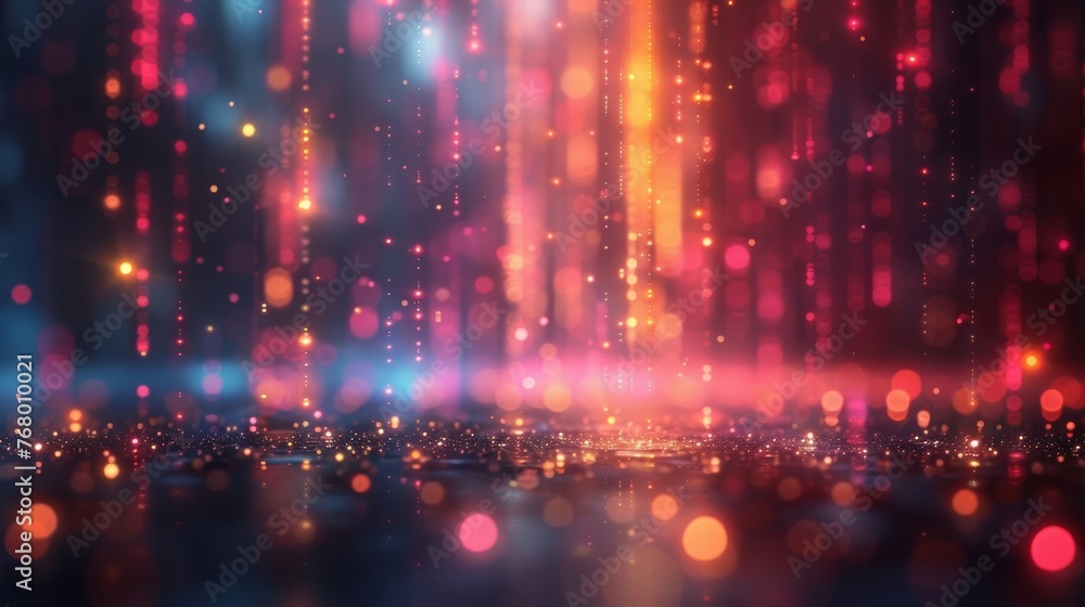 Poster create a digital technology-themed backdrop with softly glowing lights and dynamic animations, inspi