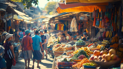 Obraz premium Summer Safari: Exploring Markets Abroad