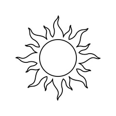 Sun black outline icon. Simple vector symbol isolated on white background. Best for seamless patterns, polygraphy, logo creating, mobile apps and web design.