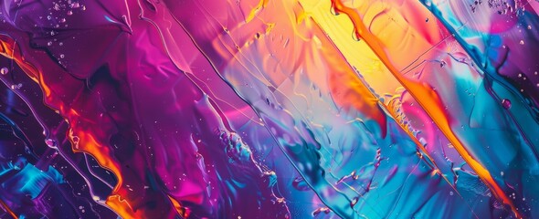 Dynamic abstract painting with a vibrant explosion of red, blue, and magenta hues, evoking intense energy and motion. - obrazy, fototapety, plakaty