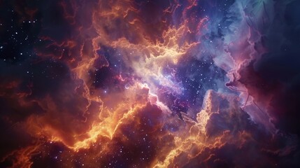 AI-assisted virtual reality dive into the heart of a nebula exploring the birthplace of stars with dynamic